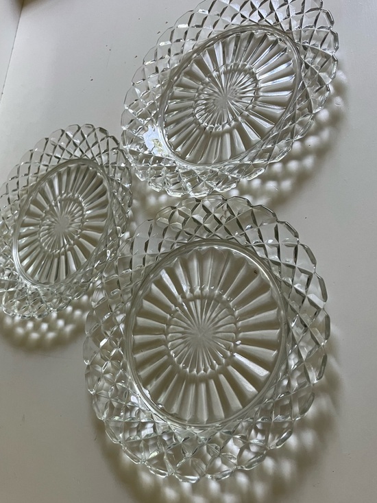 Vintage Other - Vintage Crystal Glass Plates - Set of Three